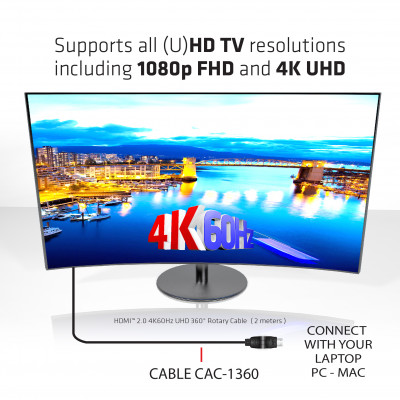 CLUB3D CAC-1360 HDMI kabel 2 m HDMI Type A (Standaard) Zwart
