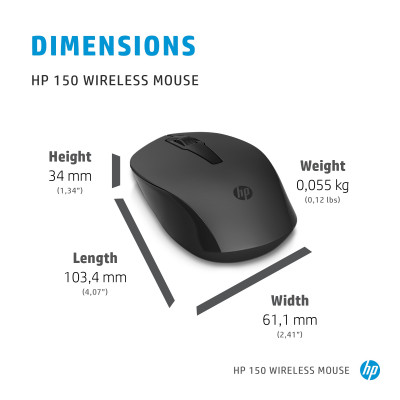 HP 150 Wireless mouse Ambidextrous RF Wireless Optical 1600 DPI