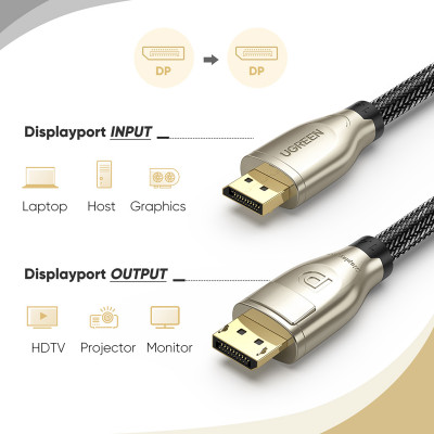 Ugreen 60842 DisplayPort kabel Beige, Zwart