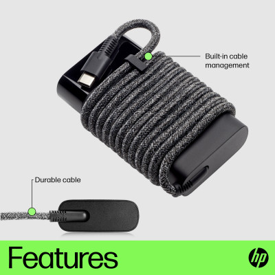 HP USB-C 65W Laptop Charger power adapter/inverter Indoor Black