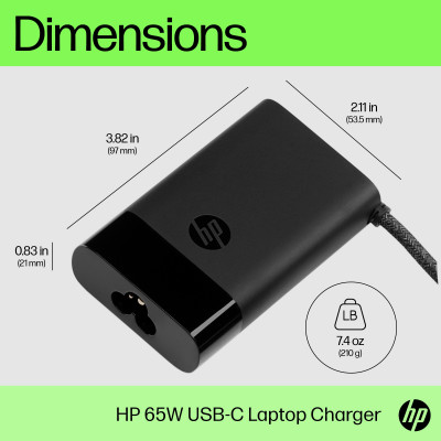 HP USB-C 65W Laptop Charger power adapter/inverter Indoor Black