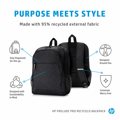 HP Prelude Pro 15.6-inch Recycled Backpack notebooktas 39,6 cm (15.6") Rugzak Zwart