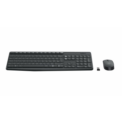 Logitech MK235 toetsenbord Inclusief muis USB QWERTZ Duits Grijs
