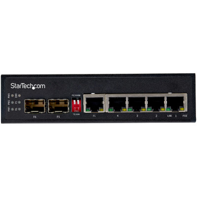 StarTech.com IES1G52UPDIN netwerk-switch Unmanaged Gigabit Ethernet (10/100/1000) Power over Ethernet (PoE) Zwart