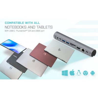 i-tec Metal C31METALDOCKPADPD notebook dock & poortreplicator Bedraad USB 3.2 Gen 1 (3.1 Gen 1) Type-C Grijs