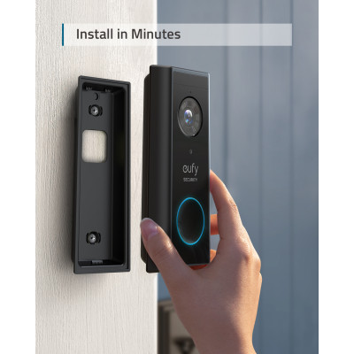 EUFY Black Video Doorbell 2K (Battery-Powered) + Home base 2 (EU + UK Plug)