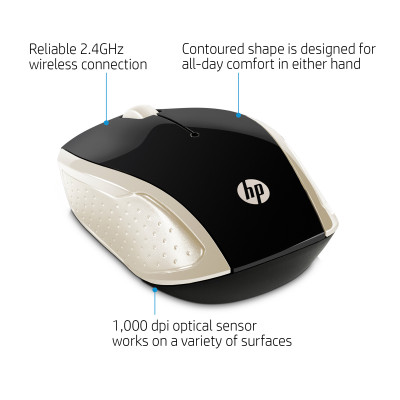 HP Wireless 200 mouse Ambidextrous RF Wireless Optical 1000 DPI