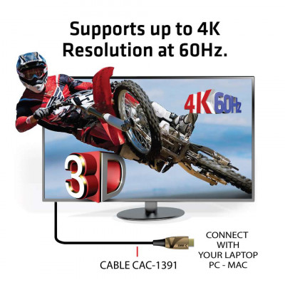 CLUB3D CAC-1391 HDMI kabel 50 m HDMI Type A (Standaard) Zwart, Brons