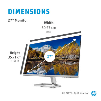HP M27fq computer monitor 68,6 cm (27") 2560 x 1440 Pixels Quad HD LED Zilver, Zwart