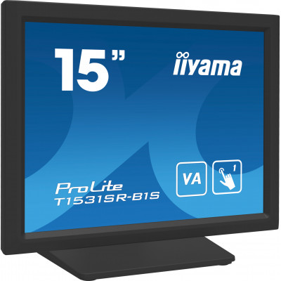 iiyama ProLite T1531SR-B1S computer monitor 38,1 cm (15") 1024 x 768 Pixels XGA LCD Touchscreen Zwart