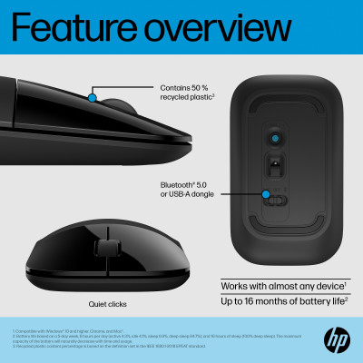 HP Z3700 Dual Black Mouse muis Ambidextrous RF Draadloos 1600 DPI