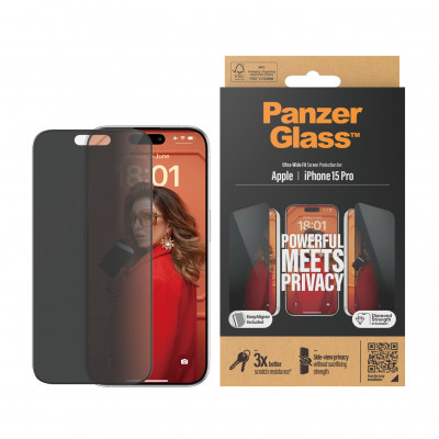 Panzerglass Apple iPhone 15 Pro - Ultra-Wide Fit PRIVACY with EasyAligner