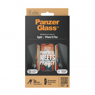 Panzerglass Apple iPhone 15 Plus - Ultra-Wide Fit PRIVACY with EasyAligner