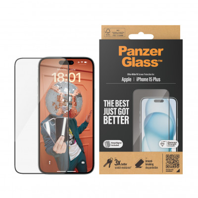 Panzerglass Apple iPhone 15 Plus - Ultra-Wide Fit with EasyAligner