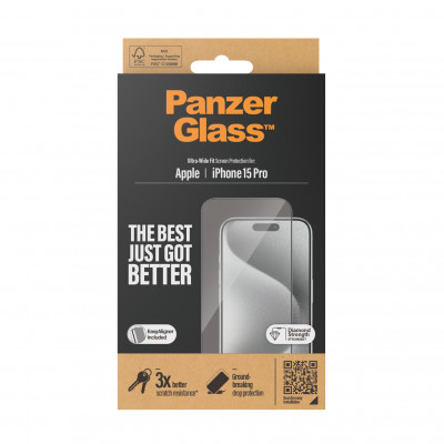 Panzerglass Apple iPhone 15 Pro - Ultra-Wide Fit with EasyAligner