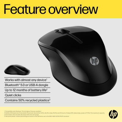 HP 250 Dual Mouse muis Ambidextrous Bluetooth + USB Type-A 1600 DPI