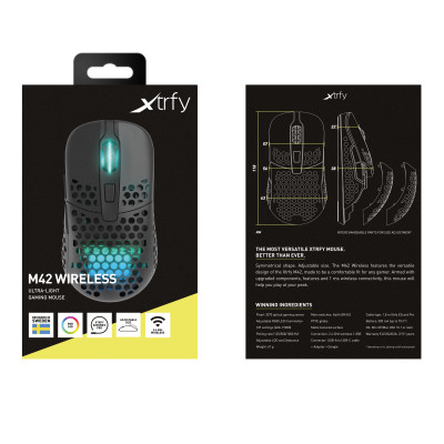 CHERRY XTRFY M42 RGB muis Ambidextrous RF Wireless + USB Type-C Optisch 19000 DPI