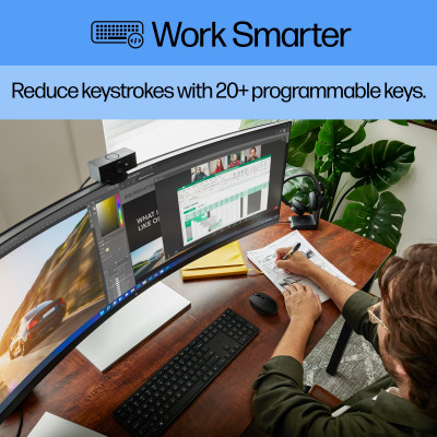 HP 450 Programmable Wireless Keyboard toetsenbord RF draadloos + USB Zwart