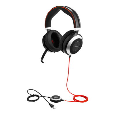 Jabra Evolve 80 UC Stereo Headset Bedraad Hoofdband Kantoor/callcenter Bluetooth Zwart