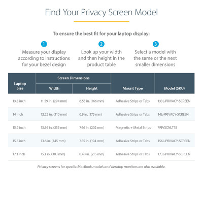 StarTech.com 173L-PRIVACY-SCREEN schermfilter Randloze privacyfilter voor schermen 43,9 cm (17.3")