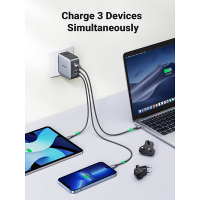 Ugreen 65W Nexode GaN Headset, Mobile phone, Laptop, Smartwatch, Tablet Grey USB Fast charging Indoor