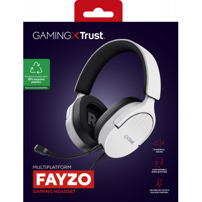 Trust GXT 489W FAYZO Headset Wired Head-band Gaming Black, White