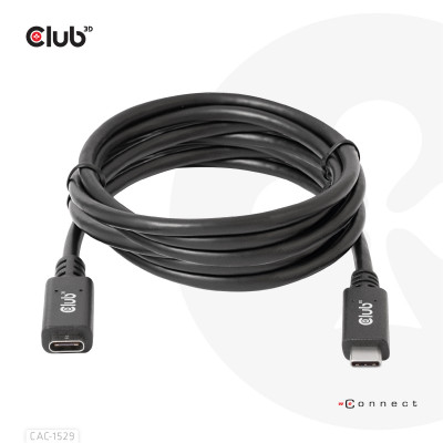 Club 3D USB GEN 1 TYPE-C EXTENSION CABLE 5GBPS 60W(20V/3A) 4K60HZ M/F 2M/6.56FT