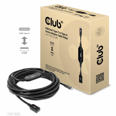 Club 3D USB GEN1 TYPE-C TO TYPE-A CABLE 5 GBPS M/F 10M/32.8FT