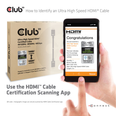 Club 3D HDMI 2.1 MALE TO HDMI 2.1 MALE ULTRA HIGH SPEED 10K 120Hz  3m/ 9.84ft