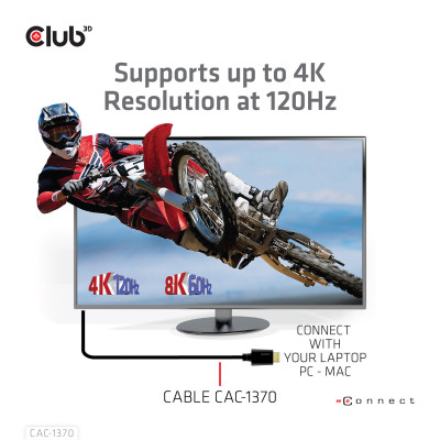 Club 3D HDMI 2.1 MALE TO HDMI 2.1 MALE ULTRA HIGH SPEED 10K 120Hz  1m.5/ 4.928ft
