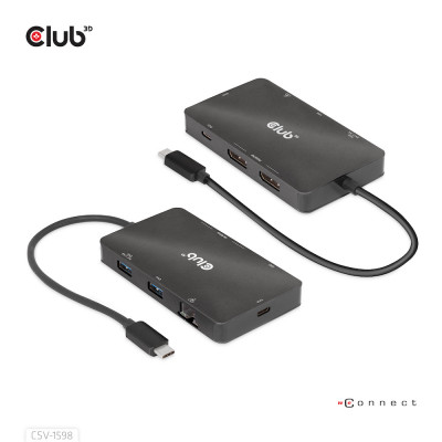 Club 3D USB Gen2 Type-C to Dual DisplayPort 4k60Hz 7-in-1 Portable Dock