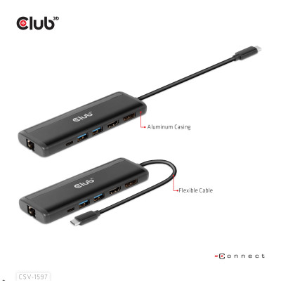 Club 3D USB Gen 1 Type-C 8-in-1 MST Dual 4K60HzDisplay Travel Dock