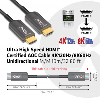 Club 3D HIGH SPEED HDMI AOC CABLE 8K60HZ  4K120HZ 10M/ 32.80 FT M/M