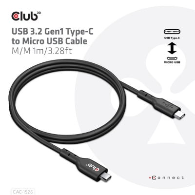 Club 3D USB TYPE C 3.2 GEN 1 TO USB MICRO CABLE1M/3.28FT
