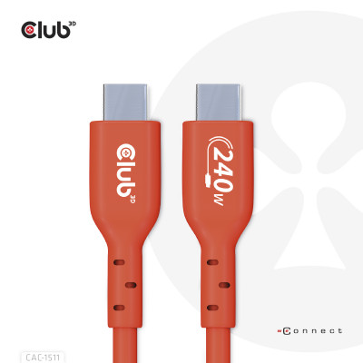 Club 3D USB2 Type-C Bi-Directional USB-IF Certified Cable Data 480Mb PD 240W(48V/5A) EPR M/M 4m