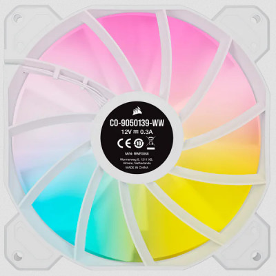 Corsair SP Series  White SP140 RGB ELITE  140mmRGB LED Fan with AirGuide  Dual Pack with Lighting Node CORE
