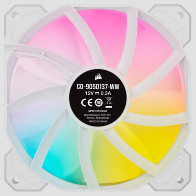 Corsair SP Series  White SP120 RGB ELITE  120mmRGB LED Fan with AirGuide  Triple Pack with Lighting Node CORE