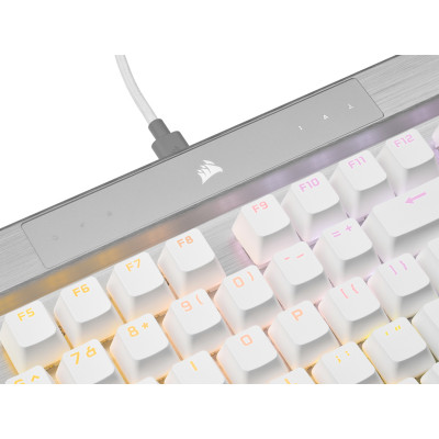 Corsair K70 RGB PRO Optical-Mechanical Gaming Keyboard Backlit RGB LED OPX White White PBT Keycaps (CH-910951A-NA)
