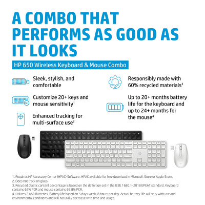 HP Printing & Computing HP 650 Wireless Keyboard and MouseComboBLK WW