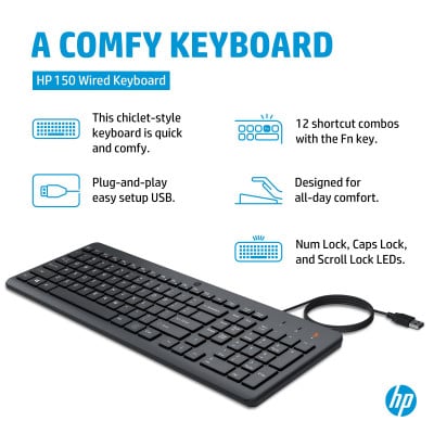HP Printing & Computing HP 150 Wired Keyboard BEL AZERTY BE