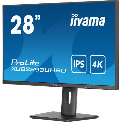IIYAMA 28" UHD 4K 3840x2160 IPS HDMI DP USB 3ms Black HA
