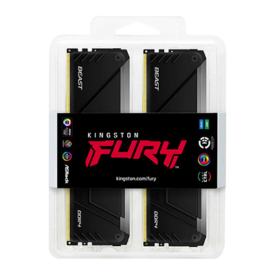 Kingston 64GB 3200MT/s DDR4 CL16 DIMM (Kit of 4)1Gx8 FURY Beast RGB