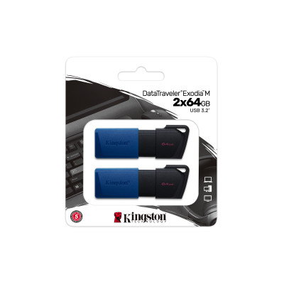 Kingston Technology DataTraveler Exodia M USB flash drive 64 GB USB Type-A 3.2 Gen 1 (3.1 Gen 1) Zwart, Blauw