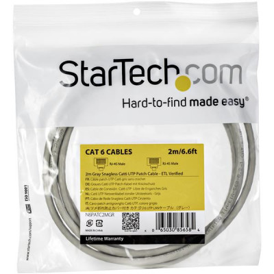 StarTech 2m Gray Snagless UTP Cat6 Patch Cable