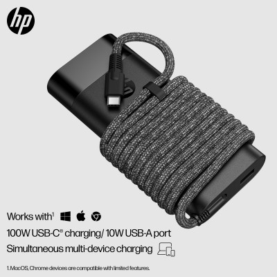HP 110W USB-C Laptop Charger adaptateur de puissance & onduleur Noir