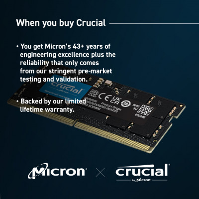 Crucial 8GB (1x8GB) DDR5-5600 CL 46 SO-DIMM RAM Notebook Speicher geheugenmodule 5600 MHz ECC