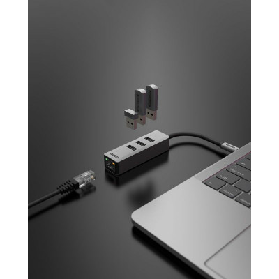 Sitecom USB-C to Ethernet + 3x USB hub
