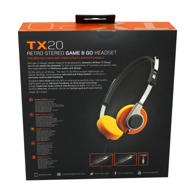 Gioteck - TX20 Retro Stereo Gaming & Go Wired Headset voor PS4, Xbox One, Switch, pc 23mm hoge impact drivers, Robuuste bouwkwaliteit, Retro stijl demping, Discrete inline mic