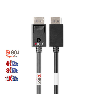 Club 3D DisplayPort 2.1 Bi-Directional VESA DP80 Certified Cable 4K120Hz 8K60Hz or 10K30Hz M/M 1.2m