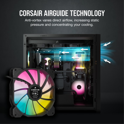 Corsair SP Series SP140 RGB ELITE 140mm RGB LEDFan with AirGuide Single Pack